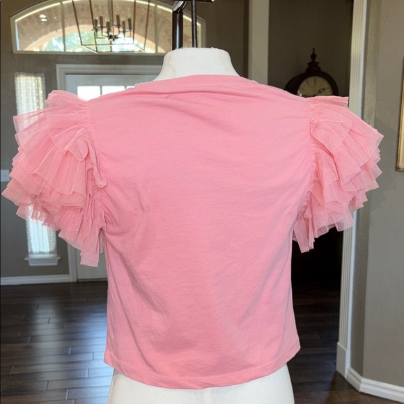 Pink Ruffle Sleeve Women's Top - Picture 2 of 4